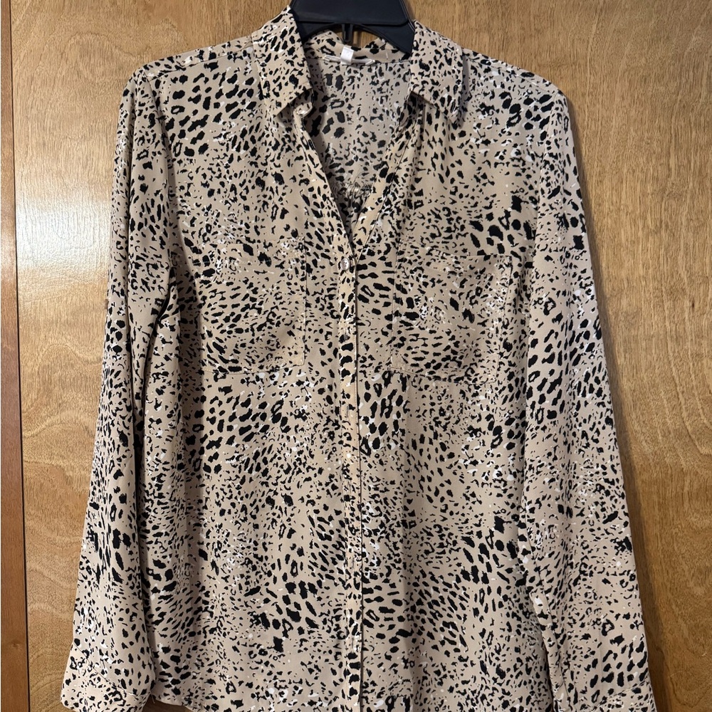 Maurices Animal Print Blouse - Black and Tan